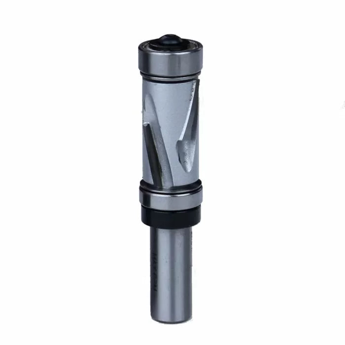 Double bearing flush trim router bit with carbide blades for woodworking