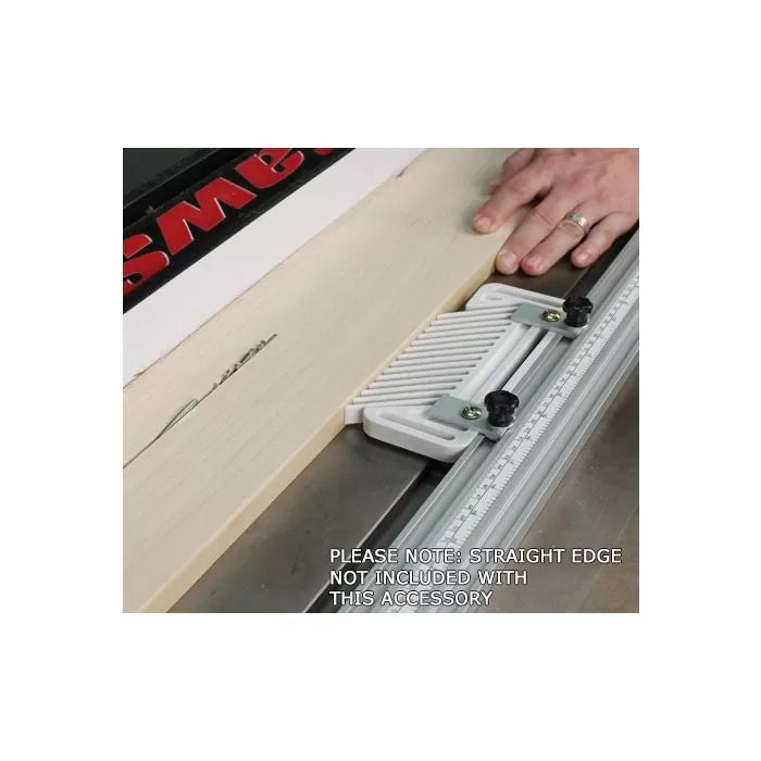 Table saw featherboard accessory securing wood for precise woodworking cuts