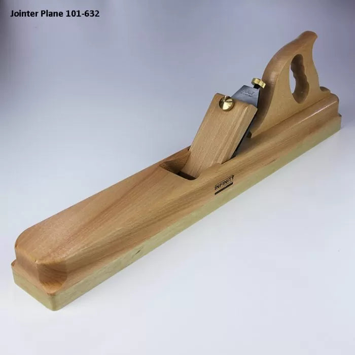 Wood jointer hand plane with ergonomic handle for woodworking, model 101-632, on white background.