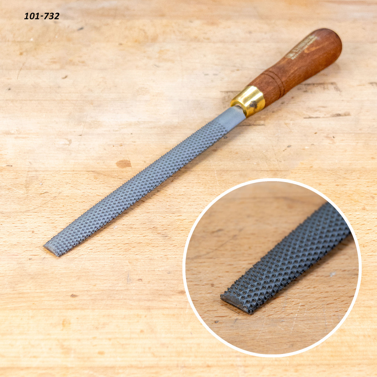 half round rasp with a closeup insert.