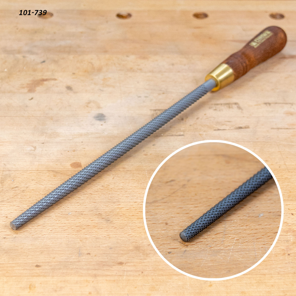 round rasp with a closeup insert.