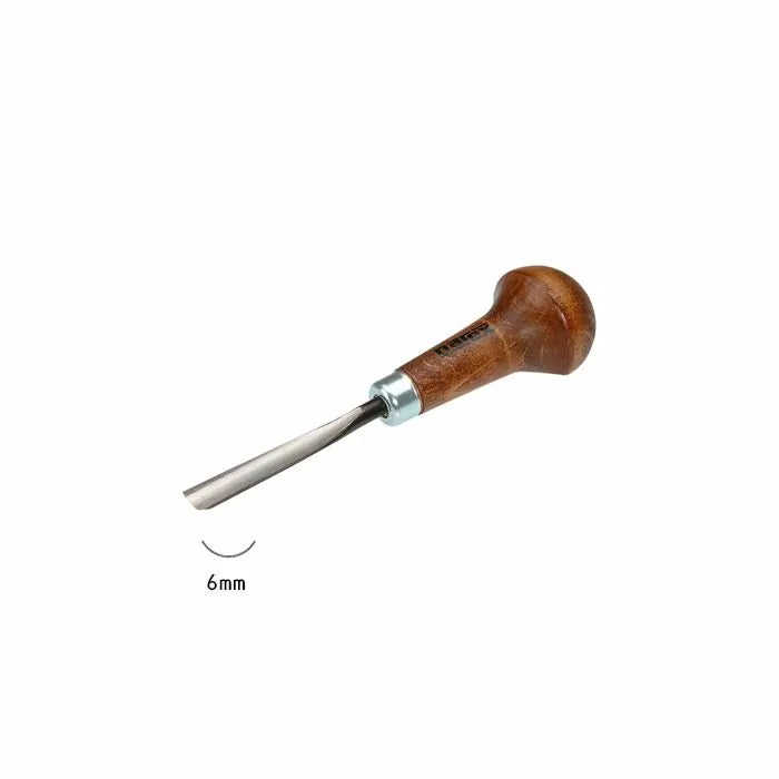 6mm wood carving gouge chisel with rounded wooden handle for woodworking projects