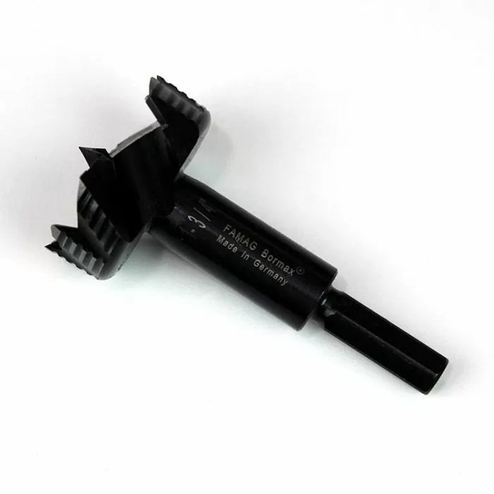 FAMAG Bormax forstner drill bit with serrated edge for woodworking on white background