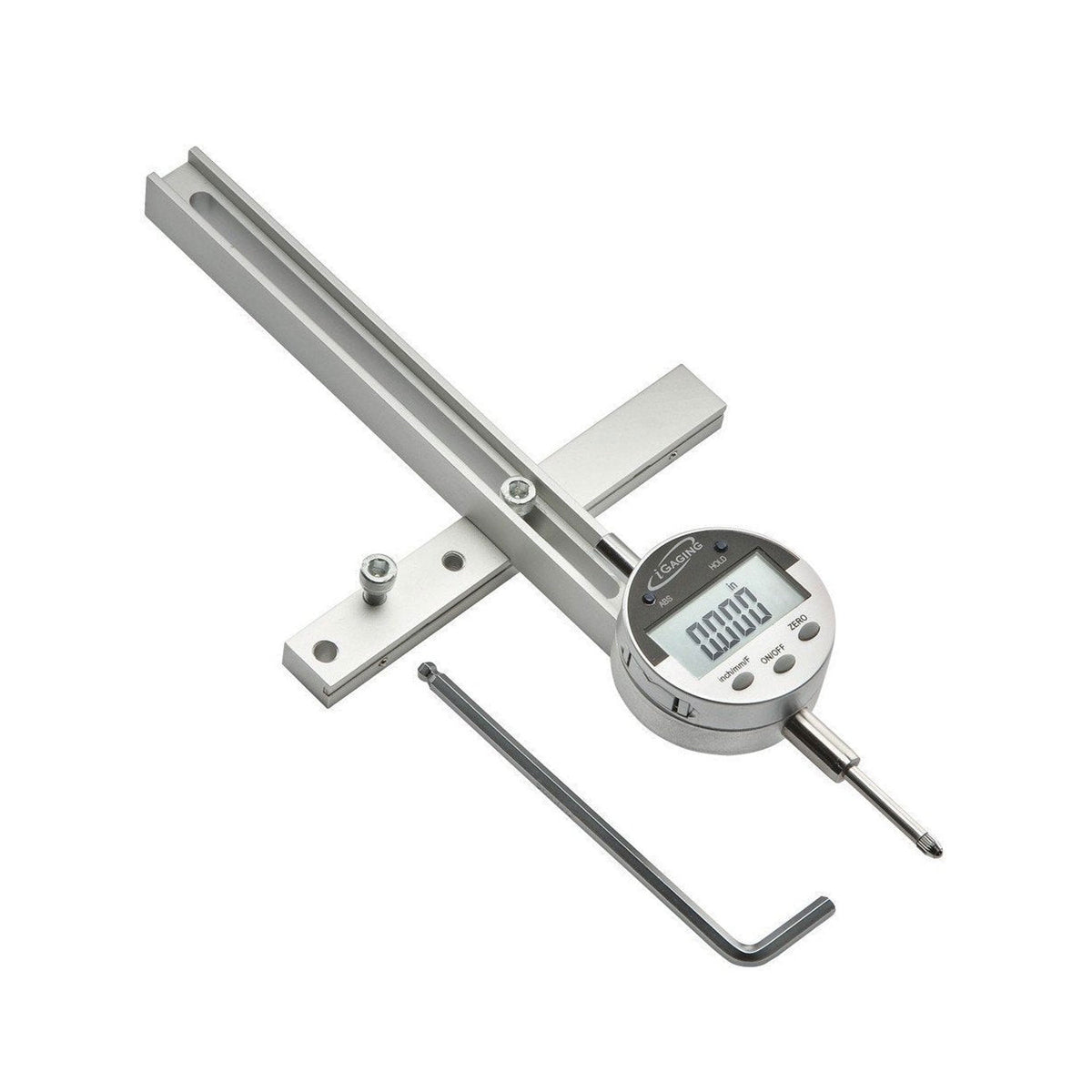 Digital measuring gauge on a white background