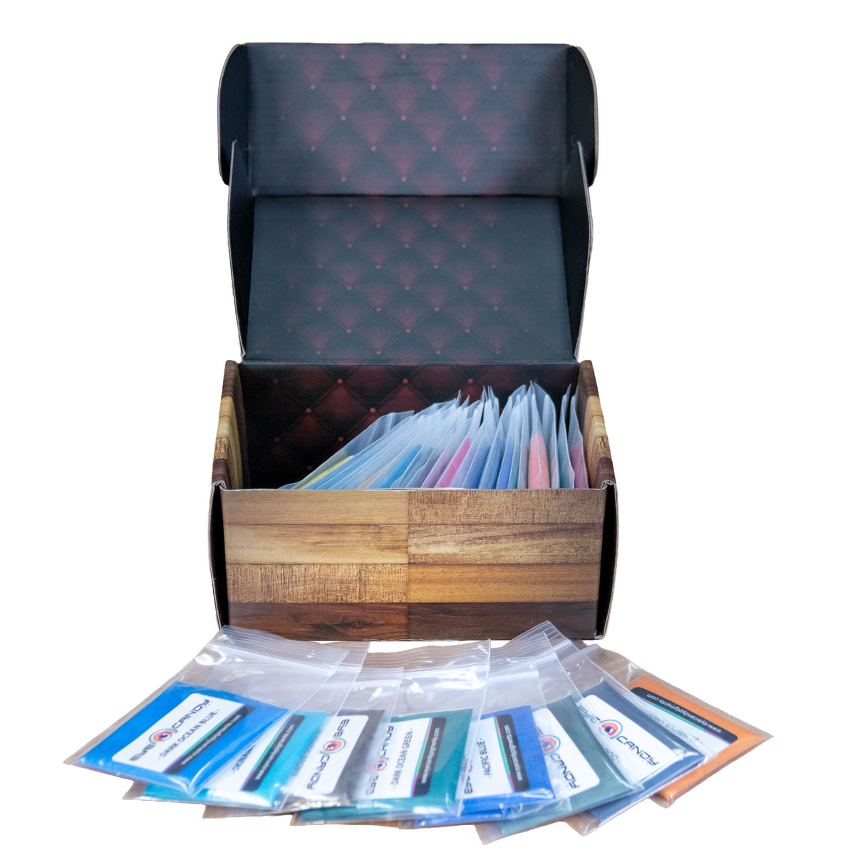 MAS Eye Candy pigment sample kit, open, from the MAS 5-Pc. Epoxy Starter Kit