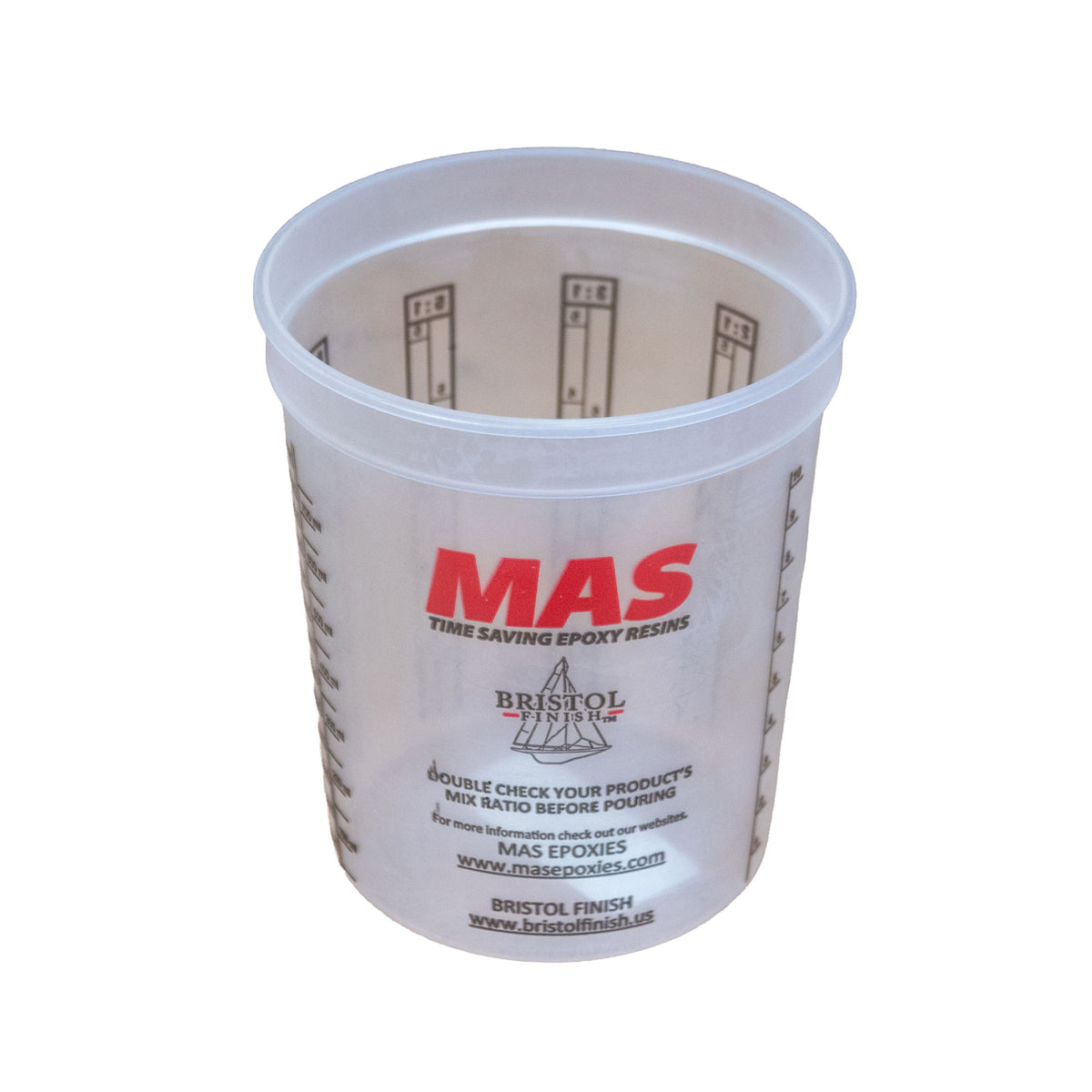 Graduated mixing cup included in the MAS 5-Pc. Epoxy Starter Kit
