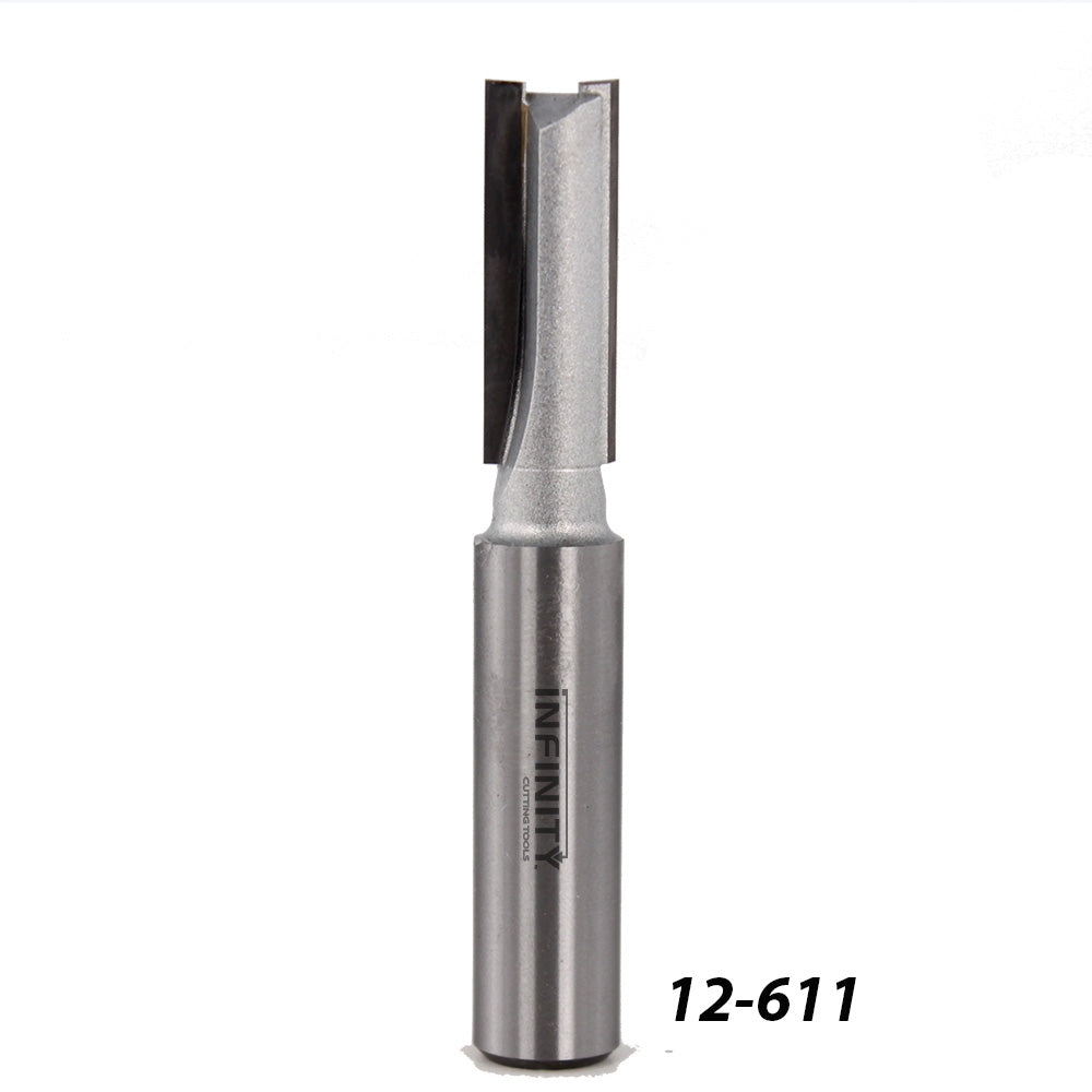 Straight router bit with sharp carbide cutting edge, number 12-611, on white background.