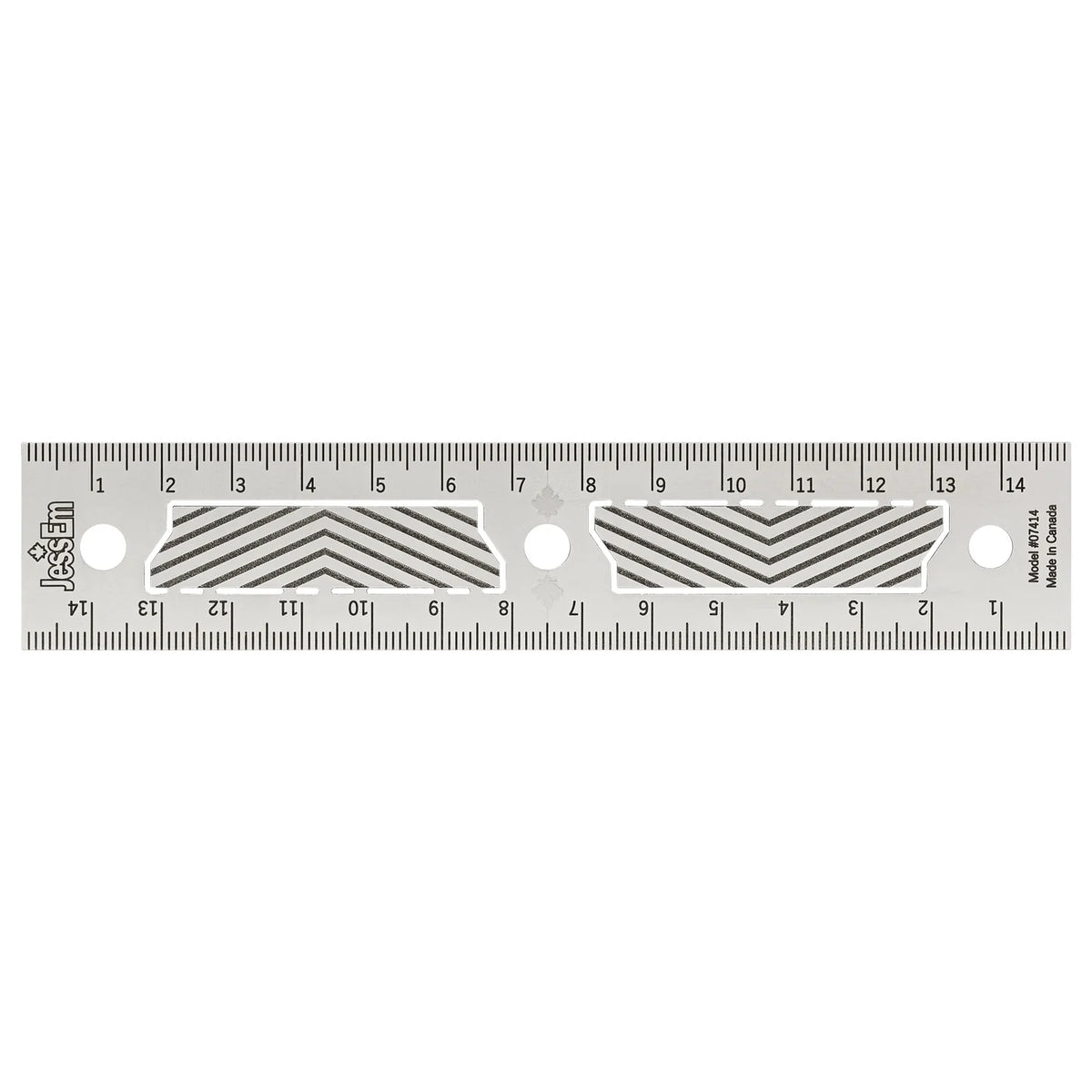 15cm stainless steel woodworking ruler with etched markings and chevron cutouts
