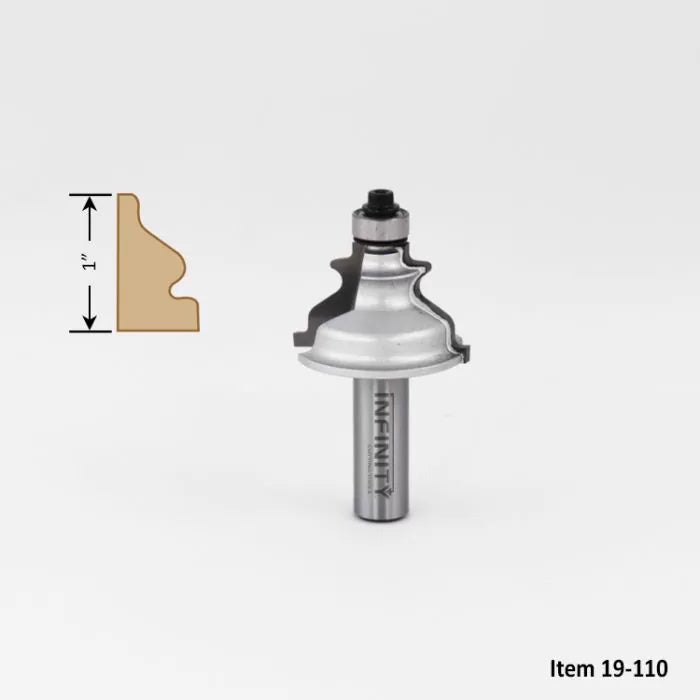 1-inch ogee router bit with bearing, ideal for woodworking edge profiling
