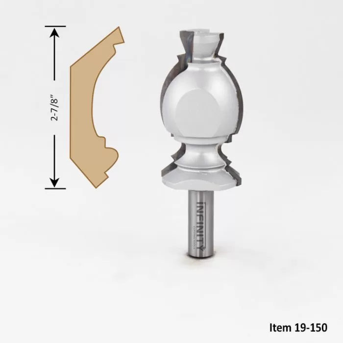 Woodworking router bit with detailed molding profile and 2-7/8 inch cut height shown.