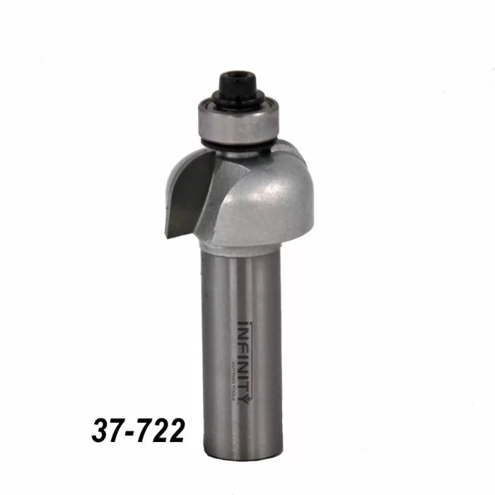 Roundover router bit with bearing, displayed on white background, product code 37-722