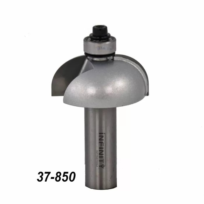 Roundover edge router bit with bearing, woodworking tool, model number 37-850