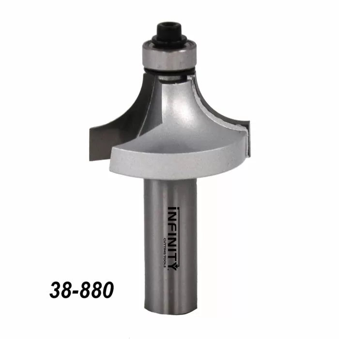 Roundover router bit with bearing, Infinity Cutting Tools model 38-880, for woodworking