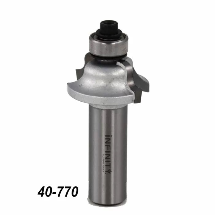 Roundover router bit with bearing for woodworking, item 40-770, on white background