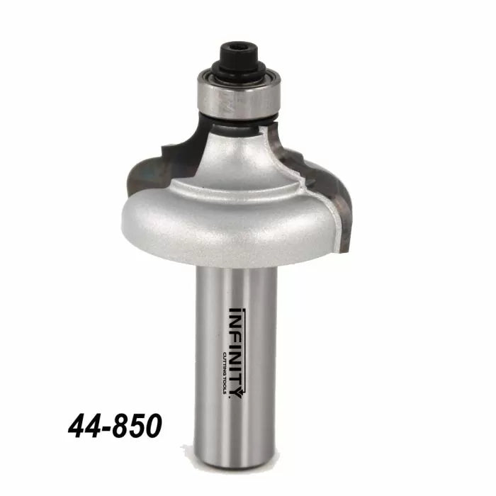 Roundover router bit with ball bearing guide, model 44-850, for woodworking.