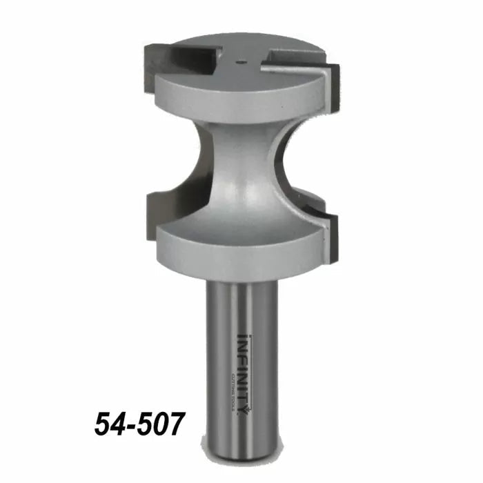 Slot cutting router bit with carbide tips for precise woodworking, labeled 54-507.