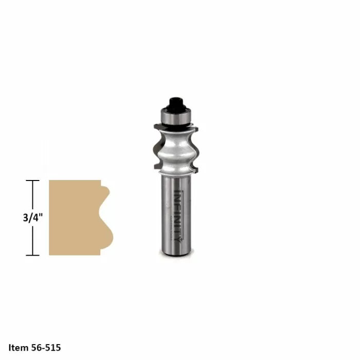 3/4 inch ogee router bit with bearing for woodworking, item 56-515, close-up view