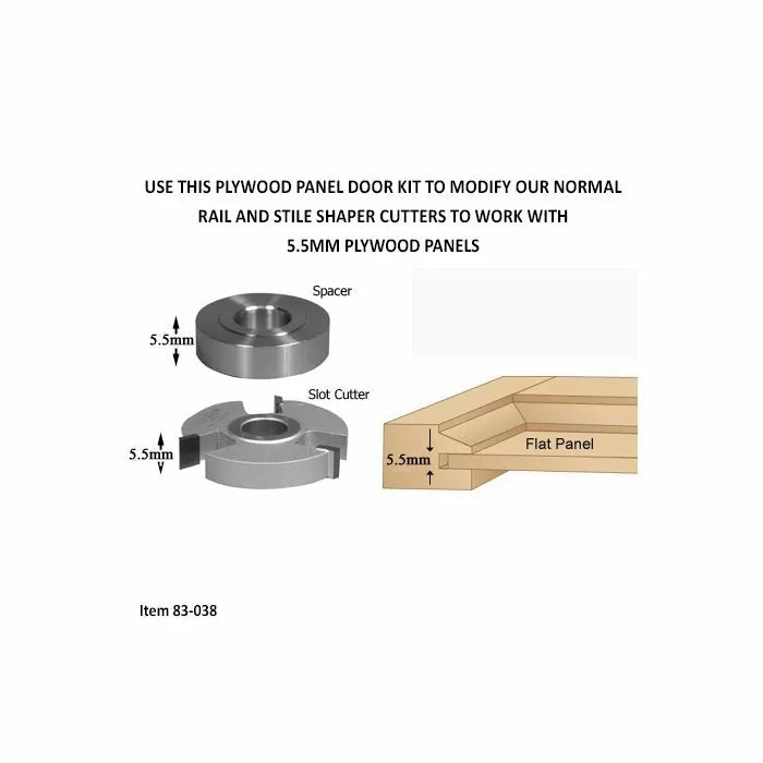 Plywood panel door kit with spacer and slot cutter for 5.5mm plywood panels, woodworking tools