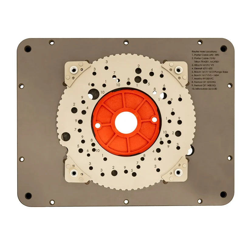 bottom view of JessEm Router Table insert plate.