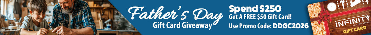 Father's Day gift card giveaway: spend $250, get a free $50 Infinity gift card with code DDGC2026