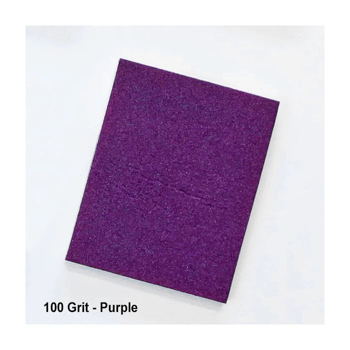100 grit purple sandpaper sheet for woodworking, isolated on white background.