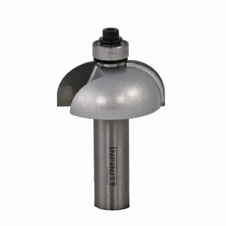 Infinity carbide cove edge-forming router bit with a guide bearing