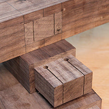 Through mortise and tenon joint in walnut shown partially assembled