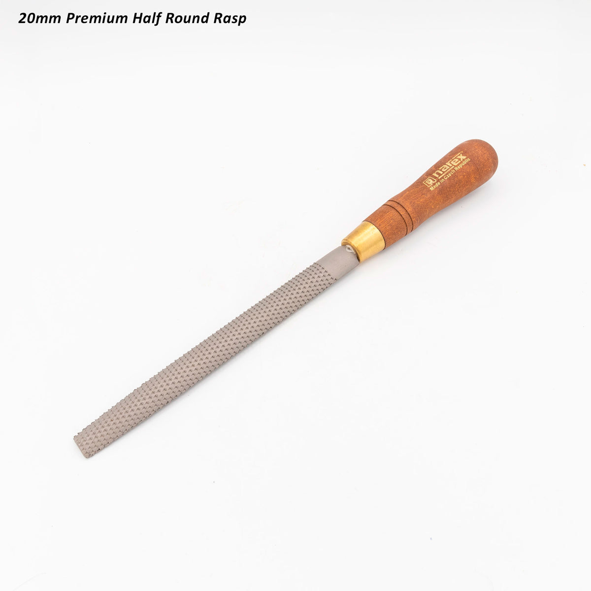 20mm half round woodworking rasp with wooden handle and textured metal file