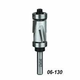 Double bearing flush trim router bit for woodworking, model 06-130, on white background.