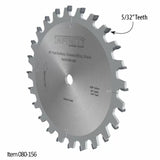 8-inch flat-bottom crosscutting saw blade with 5/32-inch teeth and silver finish