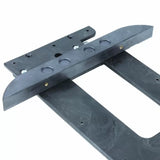 Router table fence jig made of black plastic with multiple adjustment holes