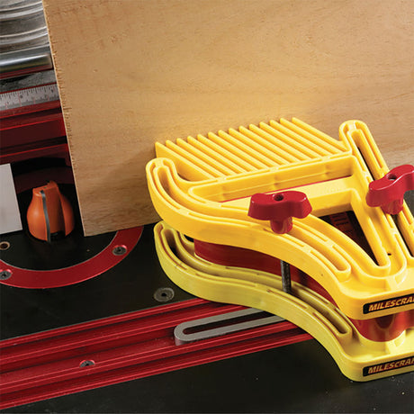 Milescraft featherboard in use on a router table
