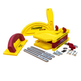 Milescraft safety set including push block, push stick, and featherboard on a white background.