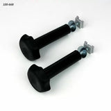 Pair of black T-track knobs and bolts for woodworking jigs and fixtures