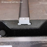 Aluminum miter T-track installed in a tablesaw slot for precise woodworking cuts