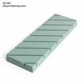 120 grit flattening stone with angled grooves for sharpening and woodworking tools