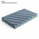 Large 120/320 grit flattening stone with diagonal grooves for sharpening and woodworking tool maintenance