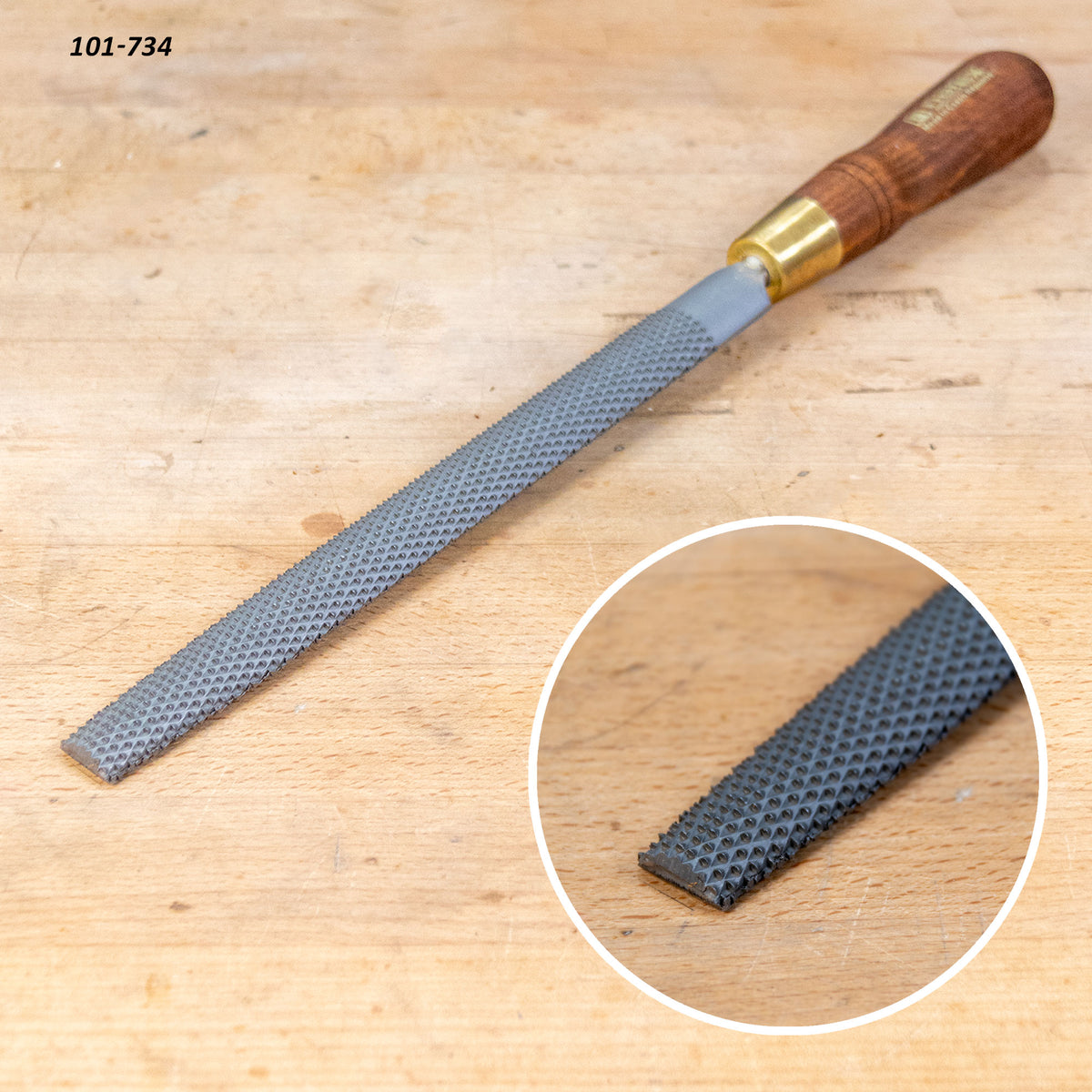 half round rasp with a closeup insert.
