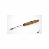 4mm wood carving hook tool with curved steel blade and wooden handle on white background