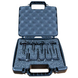 Set of woodworking router bits in protective foam case for precision cutting tools
