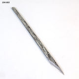 Steel carpenter's scribe with textured handle and sharp point on white background