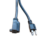 The male and female ends of a power cord.