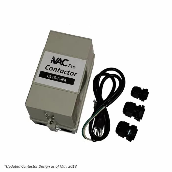 Dust collector contactor switch box with power cord and three cable connectors