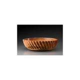 Handcrafted wooden bowl with spiral carved detailing, ideal for woodworking enthusiasts.