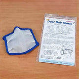 Dust Bee Gone dust mask and packaging on a wooden surface, reusable woodworking respirator