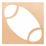 Woodworking template with oval and curved cutouts for precise routing or shaping tasks