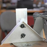 Aluminum miter gauge jig attached to a saw for precise woodworking cuts