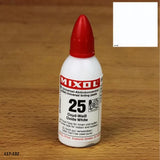 Mixol Oxide White universal tinting paste bottle for woodworking, on wood surface