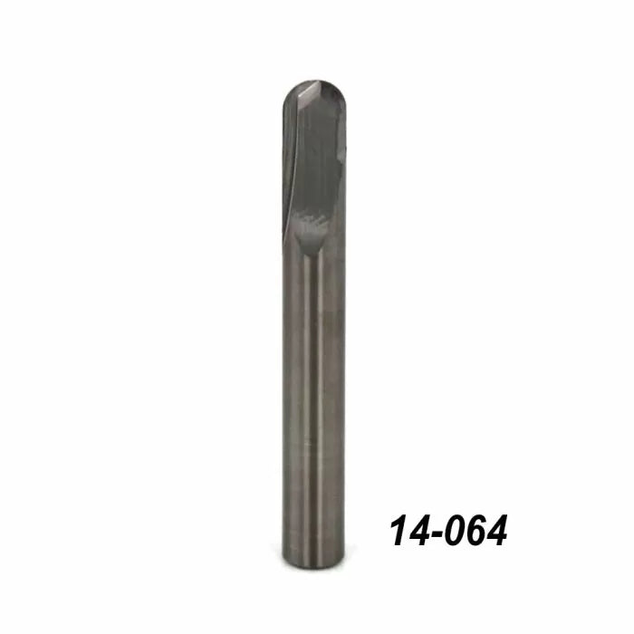 Solid carbide upcut spiral router bit with part number 14-064 on white background