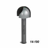 Round nose router bit with gray carbide tip for woodworking, product number 14-190